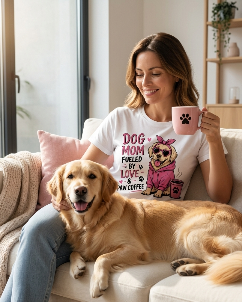 Dog Mom Fueled By Love & Coffee™ Premium Tshirt