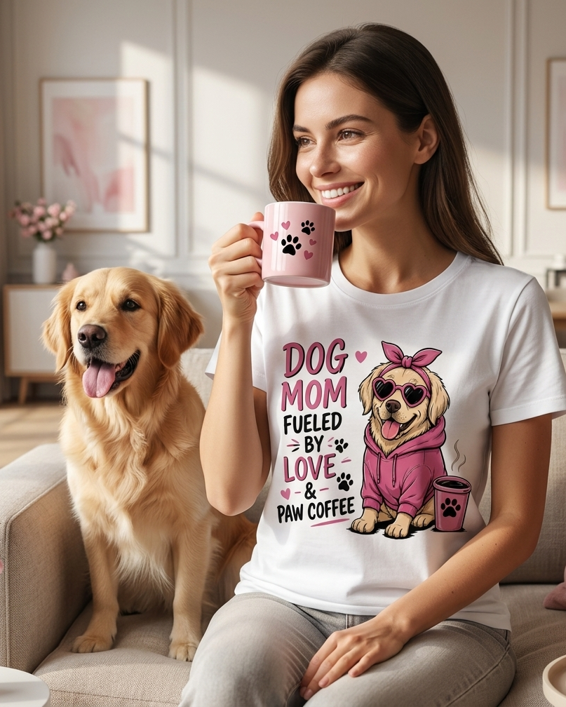 Dog Mom Fueled By Love & Coffee™ Premium Tshirt
